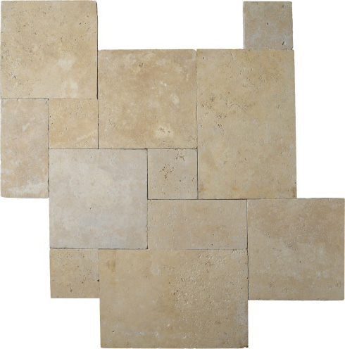 Mediterranean Ivory Tumbled Travertine Paver Set 